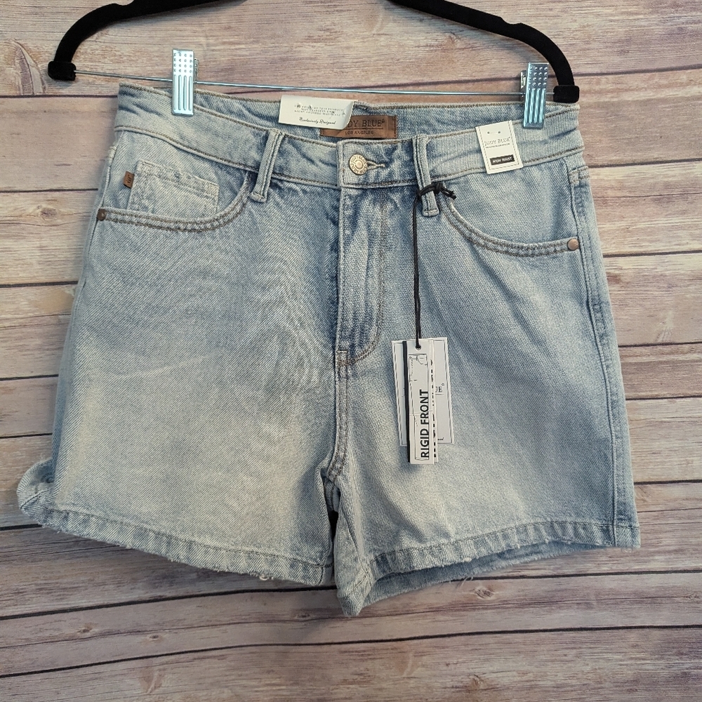 NWT, Judy Blue Distressed Hem High Rise Denim Shorts - Picture 5 of 10